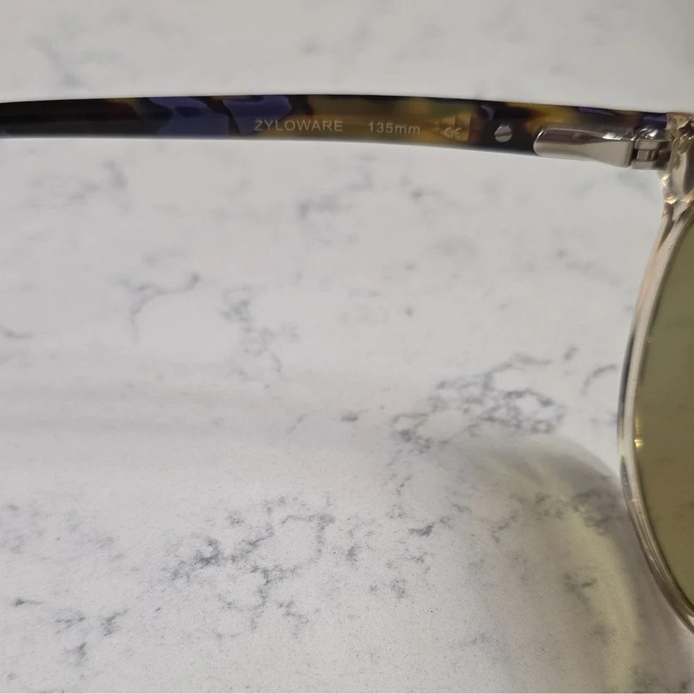 Via Spiga Oval Sunglasses Clear Frame Green Tinted Lenses w/ Rx 135mm 360/SC